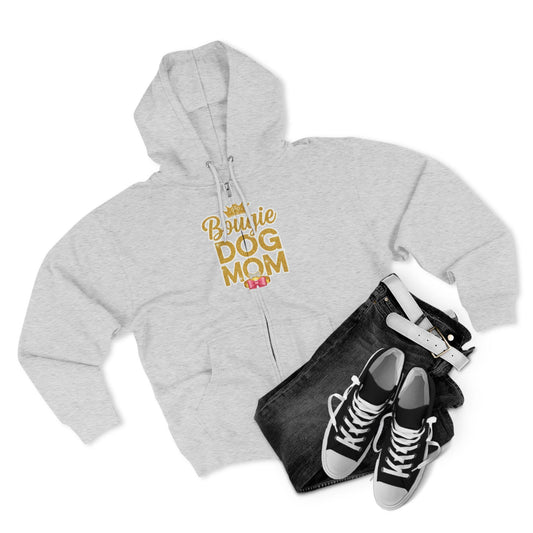 Bougie Dog Mom Zip Hoodie: Cozy Pet Lover Sweatshirt