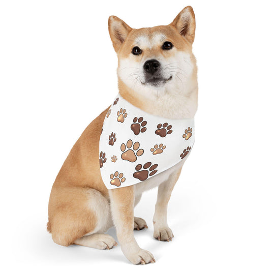 Paw Print Dog Bandana Collar: Polyester Pet Accessory