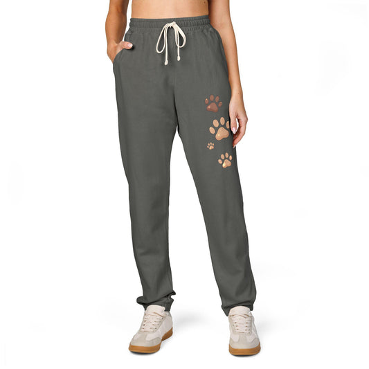 Unisex Fleece Sweatpants with Paw Prints, Dog Lover Loungewear
